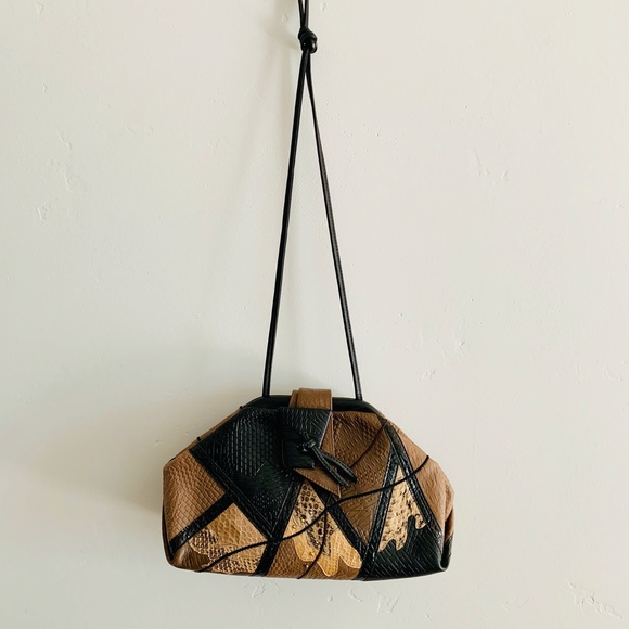 ❌Sold Vintage 80s Clemente Patchwork Snake Purse - Picture 2 of 13